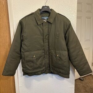 Vintage Military Utility Jacket Men's XL Olive Green Quilted Waterproof Workwear